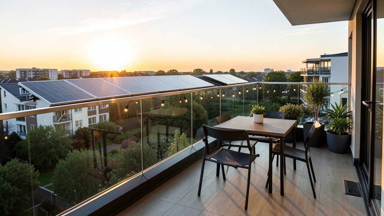 UK leaseholder balcony with solar panels installed under leasehold solar panel rules