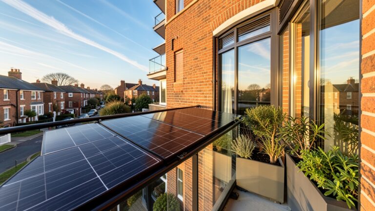 Balcony solar panels installed on a UK leasehold flat with freeholder permission