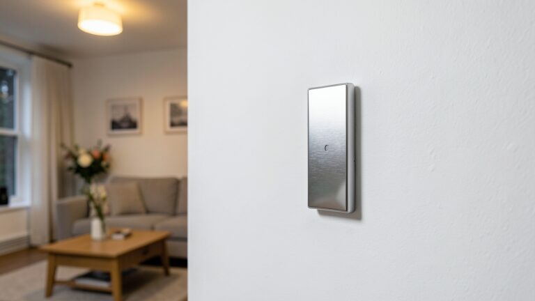 Smart light switches UK installed in a modern living room with warm dimmable lighting