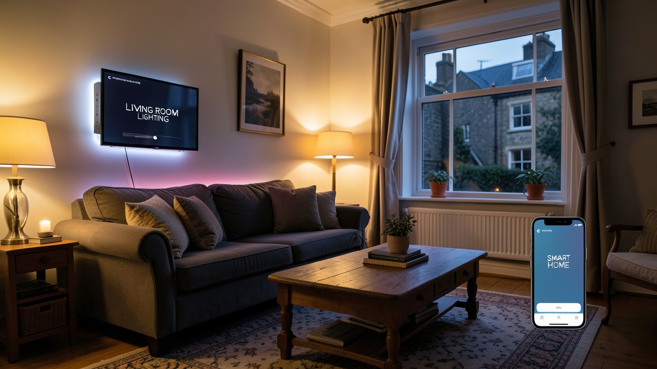 Matter protocol lighting UK setup in a British home with smart bulbs and switches