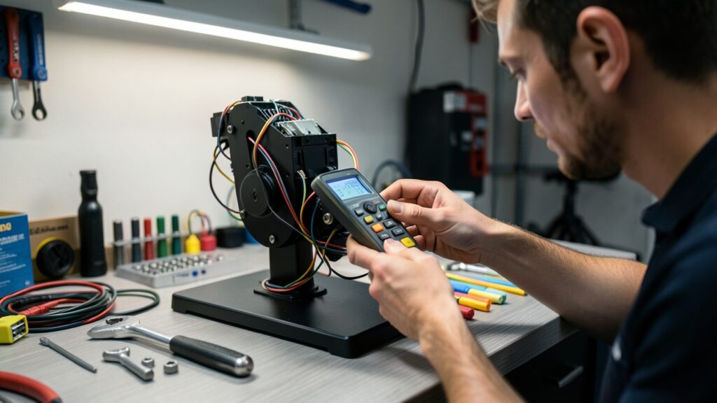 Verifying a UK road legal e-bike conversion kit with a multimeter.