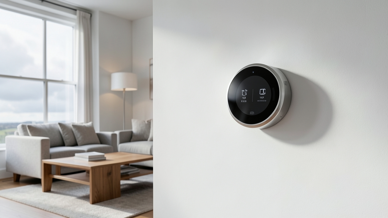 Nest vs Hive UK smart thermostats mounted on a wall in a modern British home