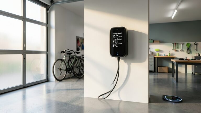 Smart plug EV charging setup monitoring costs in a UK home