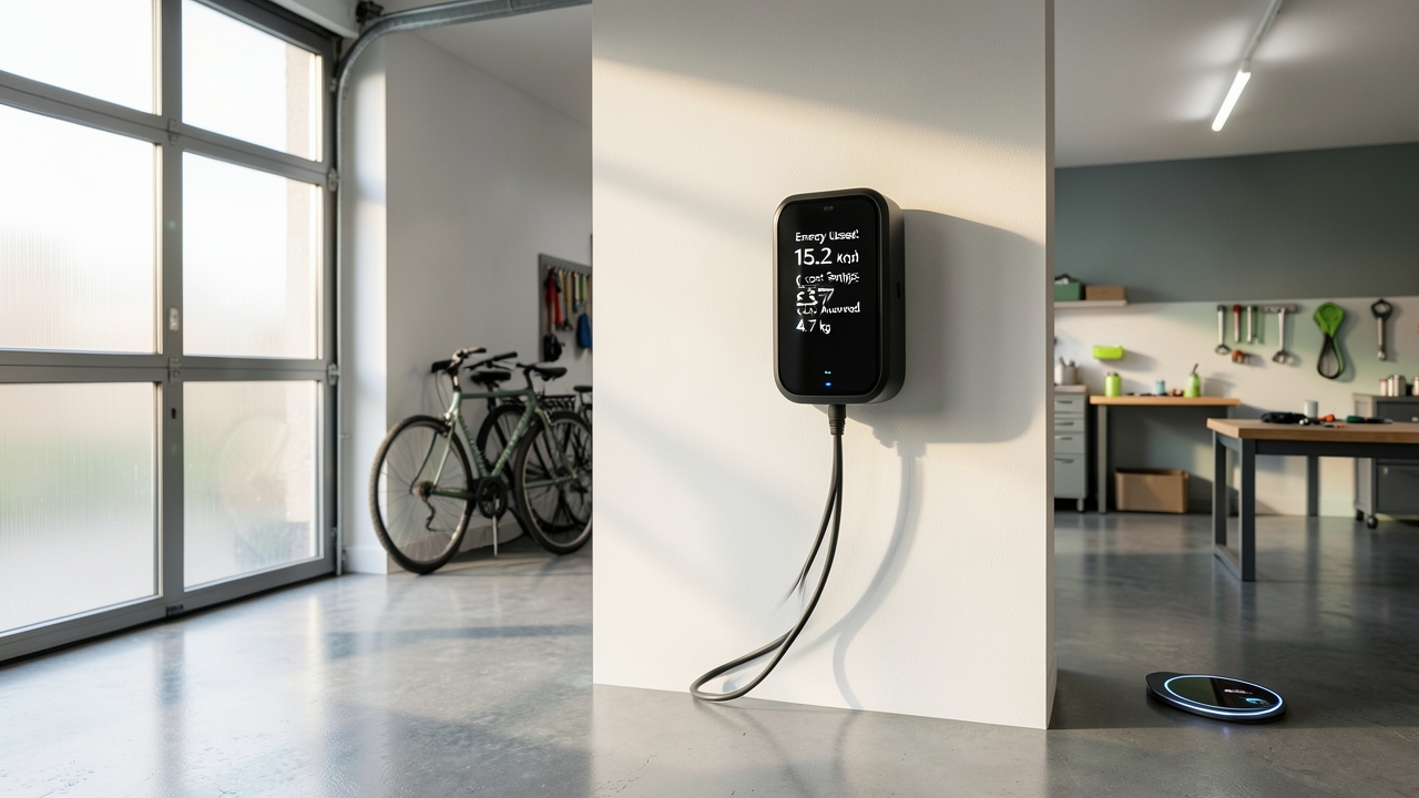 Smart plug EV charging setup monitoring costs in a UK home