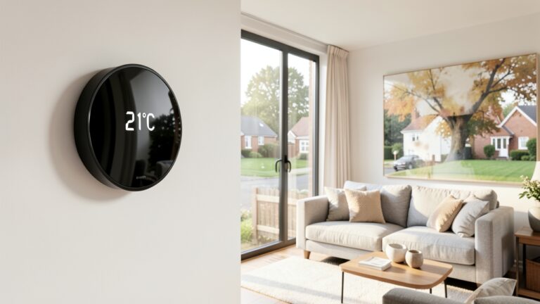 A smart thermostat in a UK home, representing potential smart thermostat savings UK in 2026.