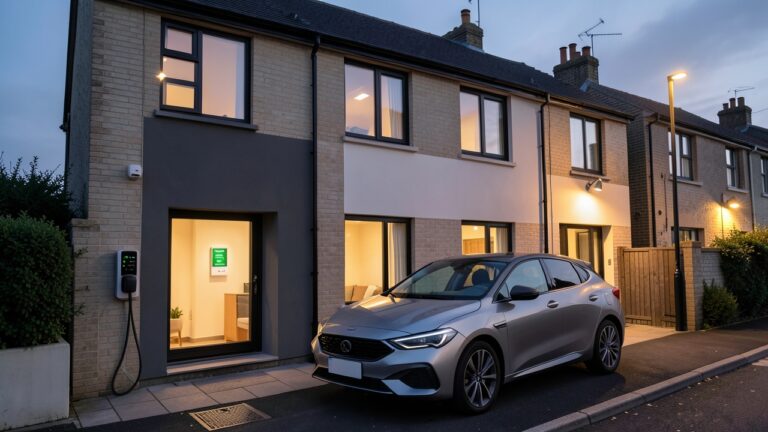 UK home demonstrating smart tariff EV charging with a connected wallbox and smart meter.