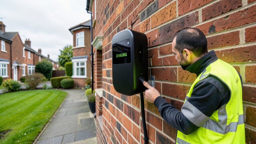UK EV charger cost comparison visual for terraced house installations in 2026.