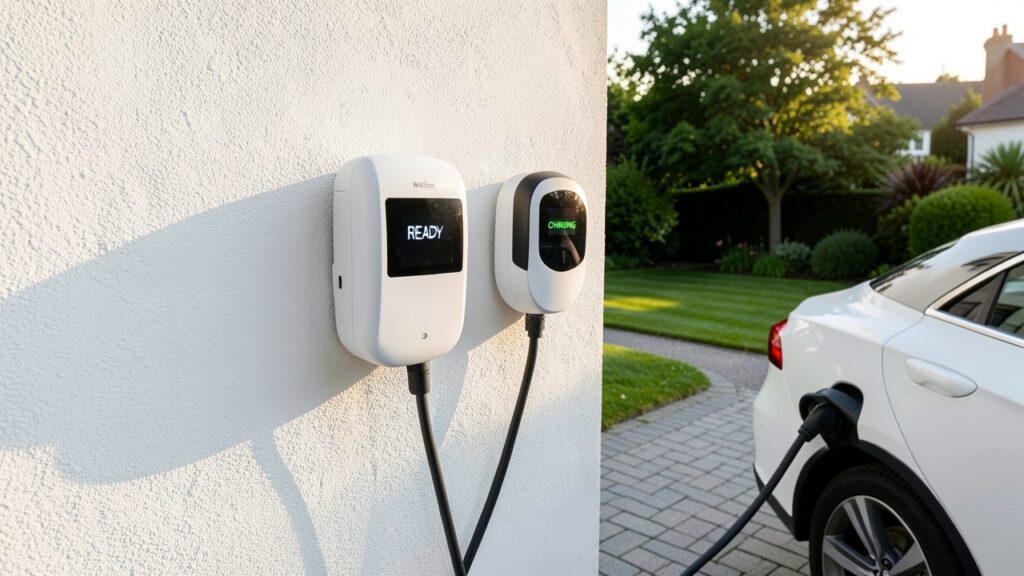 Wallbox and Pod Point EV chargers installed at a UK home, illustrating cost comparison for 2026