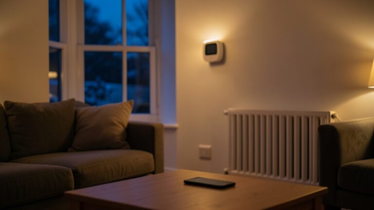 Octopus Saving Sessions smart thermostat earnings shown on a phone app beside a wall thermostat in a UK home