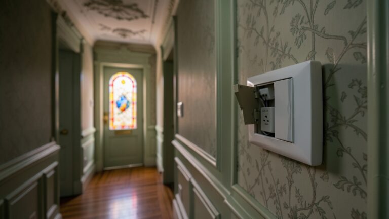 No-neutral smart switch UK installation in a Victorian terrace hallway with a Shelly dimmer module