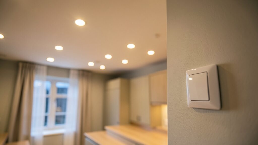 Smart bulbs vs smart switches compared under GU10 downlights in a UK kitchen